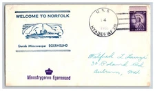 USS Hyades Naval Ship Danish Minesweeper Egernsund Cachet 1955 Cover