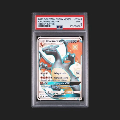 * PSA 9 * 2019 POKEMON SUN & MOON HIDDEN FATES #SV49 /CHARIZARD GX HIDDEN FATES