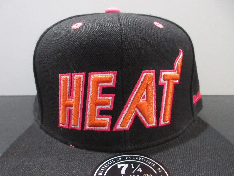 Miami Heat Hat Cap Fitted Mens 7 1/4 Black Orange Basketball Anniversary Patch - Image 3 of 4