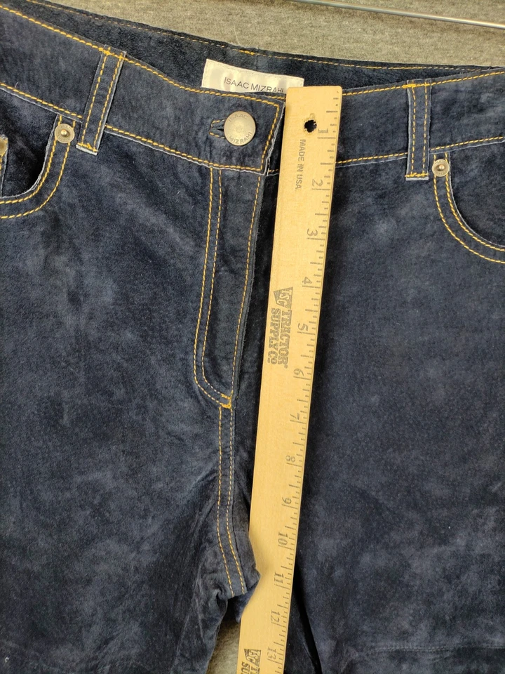 Pantalones Isaac Mizrahi para mujer 8 azul gamuza cuero corte bootcut Western Rockabilly Foto 3 de 4