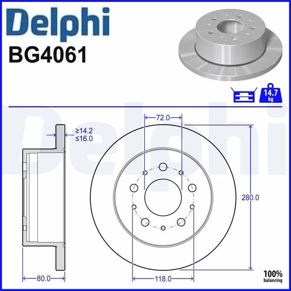 2X Bremsscheibe Delphi BG4061 2 Bremsscheiben Hinterachse Hinten-image