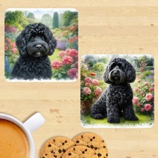 Black Cockapoo Coasters, Watercolour Print Set Of 2, Mug Mats, Gift