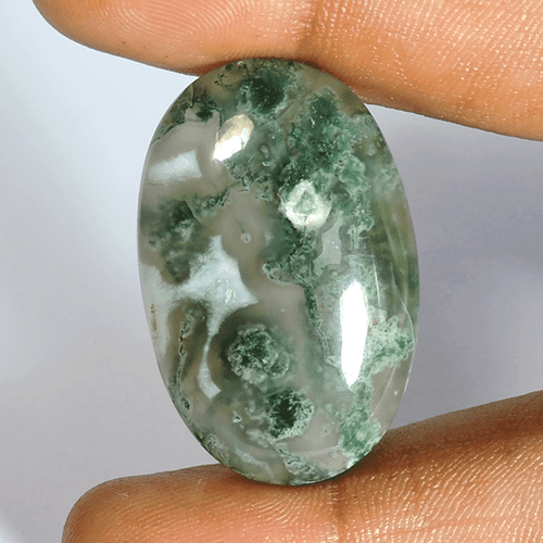 52,50 kt natürlicher grüner Gartenquarz oval Cabochon loser Edelstein unbeheizt J187 - Bild 1 von 2