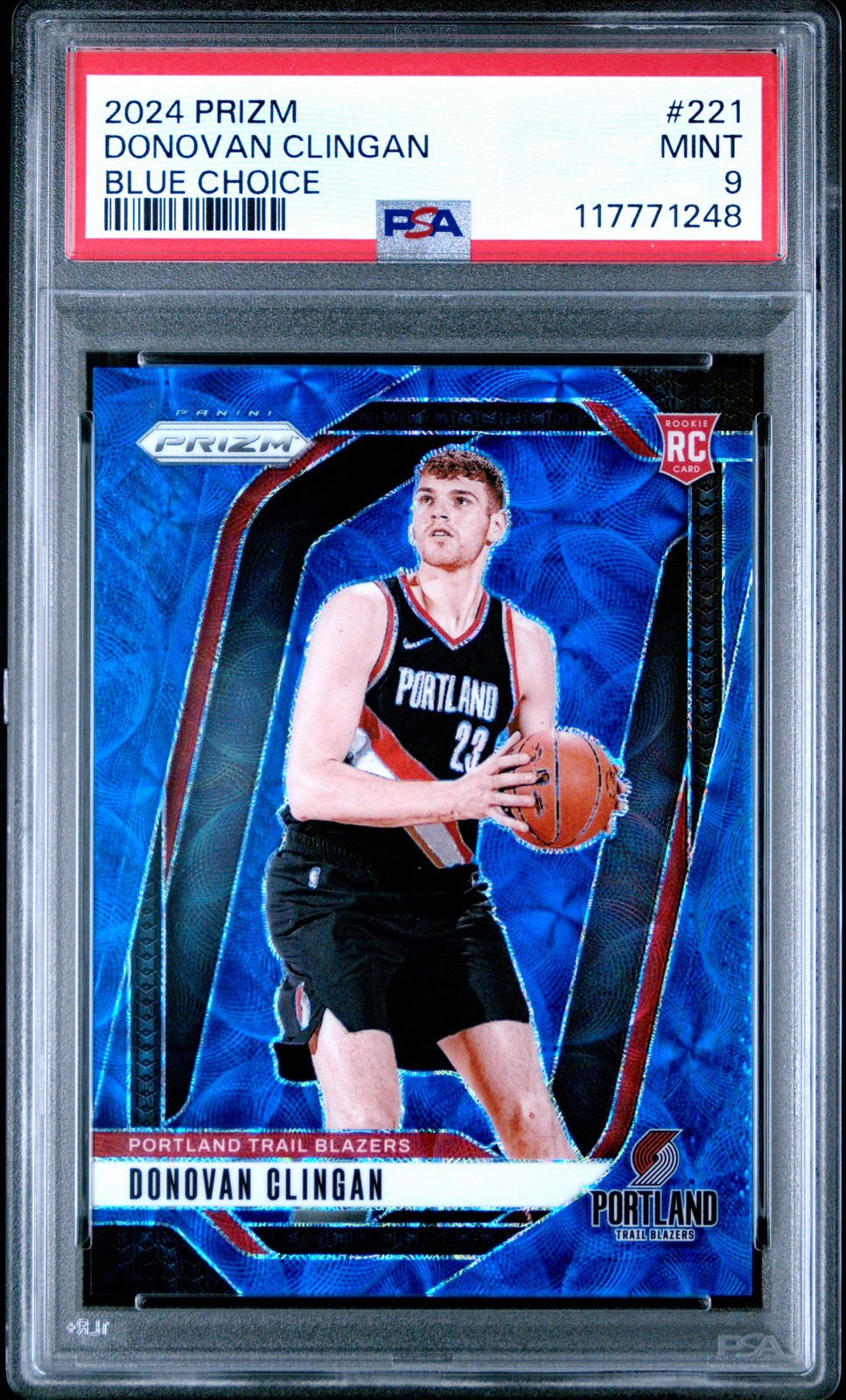 2024 PANINI PRIZM BLUE CHOICE #221 DONOVAN CLINGAN 28/49 PSA 9
