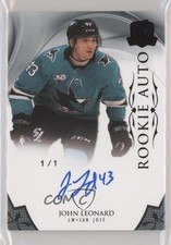 2020-21 Upper Deck The Cup Rookie Black Foil 1/1 John Leonard #175 Auto a2v
