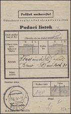 Tschechei Einlieferungsschein mit aptierten Stempel VSETIN 27.2.47