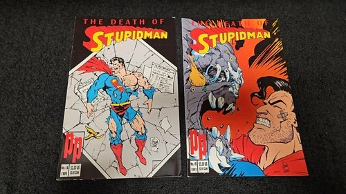 1993 PARODY PRESS THE DEATH OF STUPIDMAN SET #1A-1B VF+ VINTAGE SUPERMAN SPOOF
