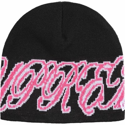 supreme 26ss ピンクビーニー Supreme SS26 New Era Cursive Beanie Black Pink Logo Knit One Size