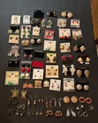 Vintage 60 plus Pairs Costume Pierced Clip On Screw On Earrings Jewelry Lot