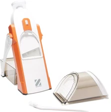 Zakarian Safe Slice Upright Mandoline With Thickness Adjust Vegetable Dicer ORNG