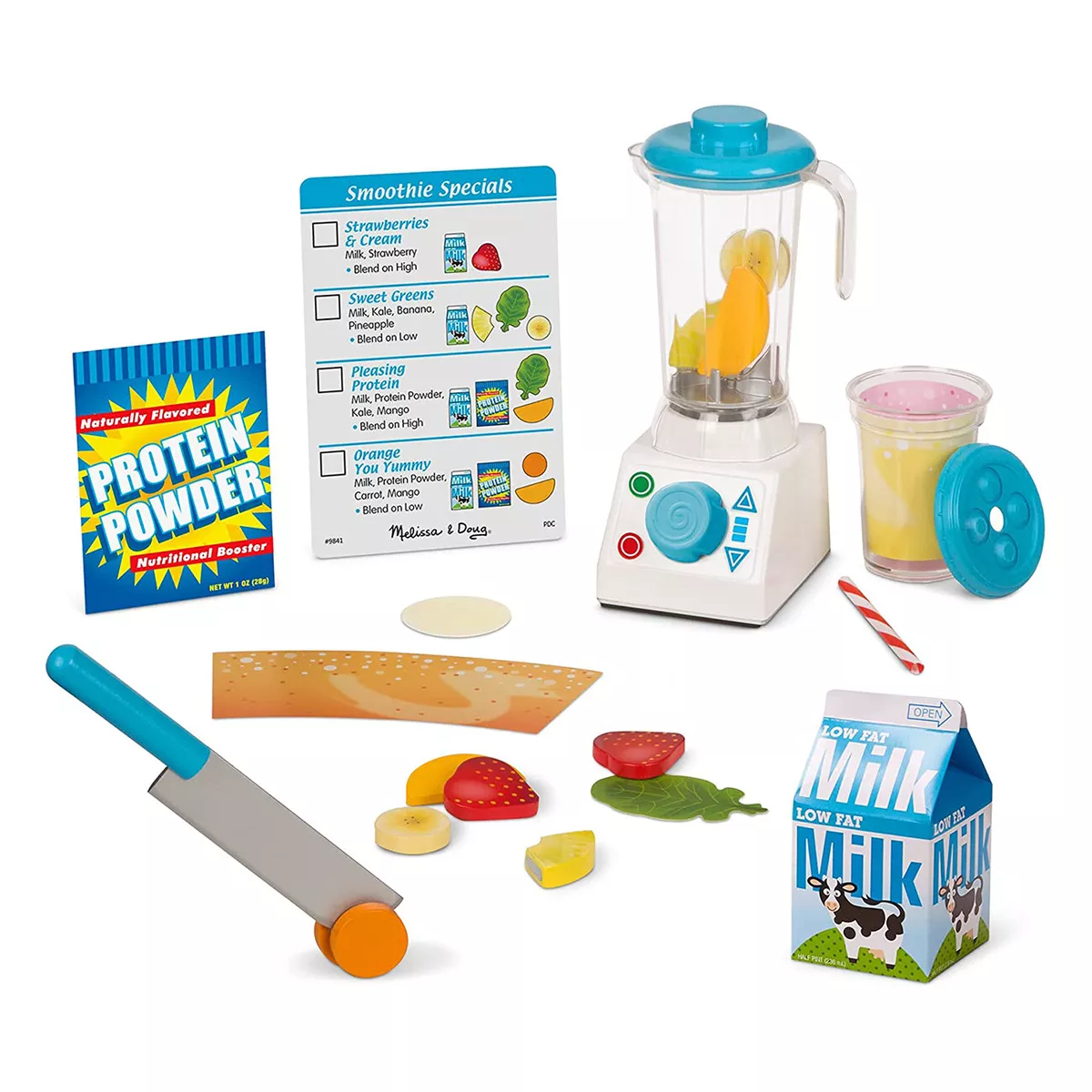 Melissa & Doug Smoothie Maker Blender Set with Play Food - 22 Pieces 