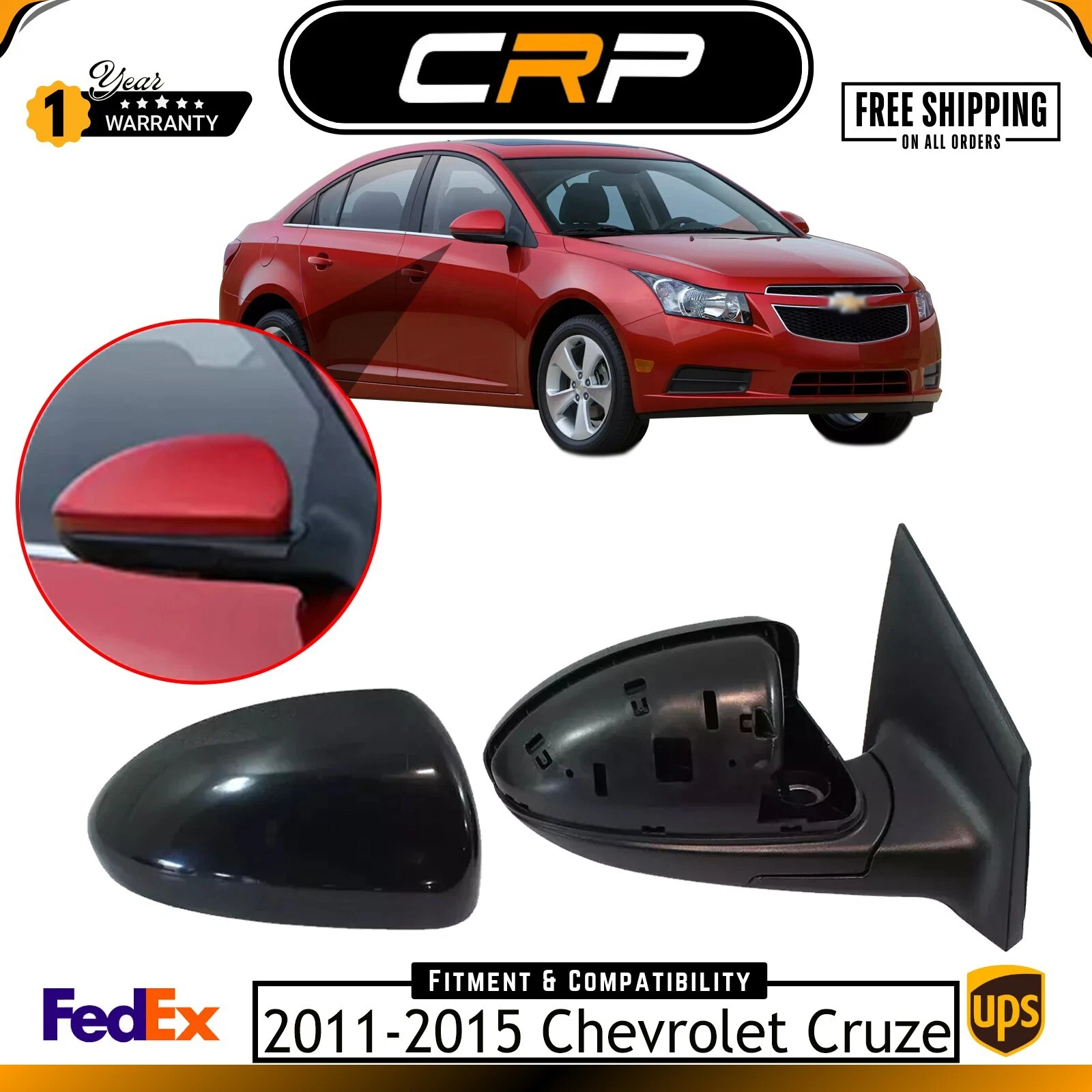 Power Mirror For 2011-2015 Chevrolet Cruze Right Manual Folding