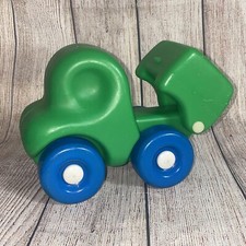 Vintage LITTLE TIKES First Wheels Green Blue Wheels Smile Face Chunky DUMP TRUCK