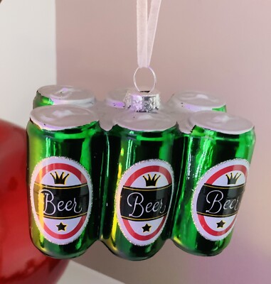 6 Stück Bier Lager BBQ Christbaumschmuck Hängeschmuck Harz