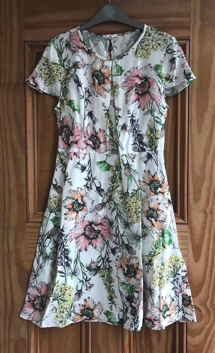 miss selfridge spot and floral print skater dress Miss Selfridge Petite New White Cream Pink Floral Skater Dress 4 6 8 10 12