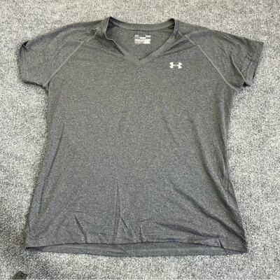 Under Armour Women’s Grey Simi Fitted Dry Fit Shirt Heat Gear Large