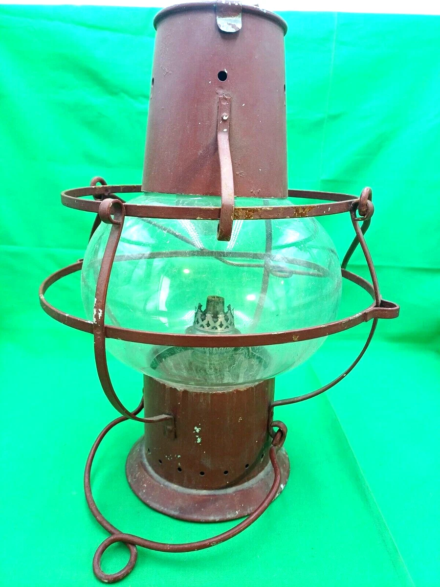 Lampe Phare Marine à Poser, Bois Et Cuivre, Années 1950-60, France, état Rare