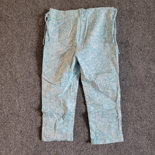 My Michelle Pants Size 8 Blue Floral Lace Up Side Retro Capri Pedal Pushers - Picture 4 of 9