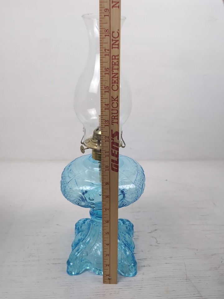 B&P Princess Feather 19" Oil Lamp Light Blue BRAND NEW eBay