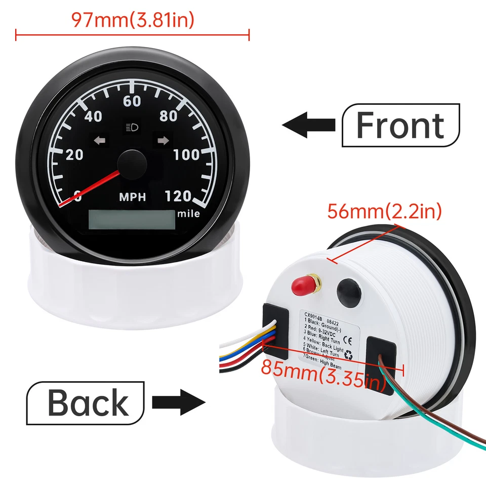 3 Gauge Set 85mm GPS Speedometer Tacho&4 in 1 Multifunction Gauge w/Sensor - Image 2 of 4