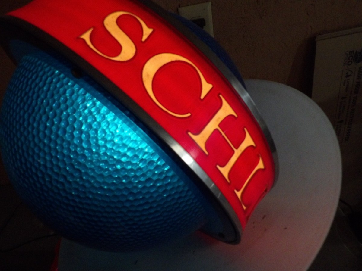Old Vintage Schlitz Beer Rotating Blue Saturn Globe Lighted Sign