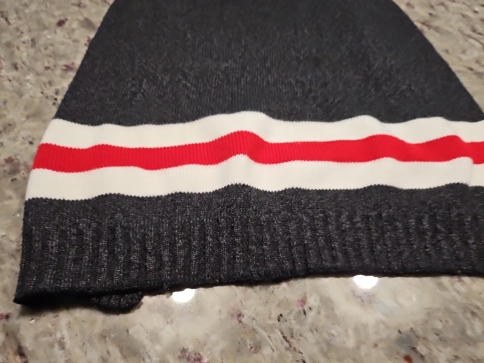 Dog Sweater Dark Gray With White and Red Stripes/ LARGE  - Image 2 of 4