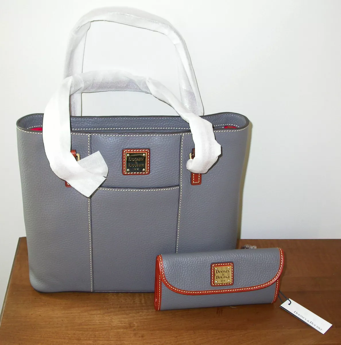 Dooney & Bourke Small Lexington Tote & Matching Wallet Set Slate  NWT