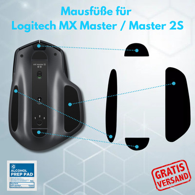 Mausfüße Ersatz für Logitech MX Master MX Master 2S | Skates Gleitpads Gleitfüße