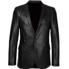 RICHMOND RealLeather Blazer Jacket Real Soft Lambskin Black Classic Coat For Men