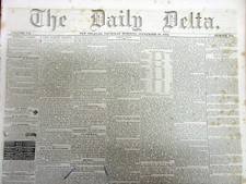 Rare original 1850 - 1859 New Orleans LOUISIANA pre Civil War newspaper 160yrOld