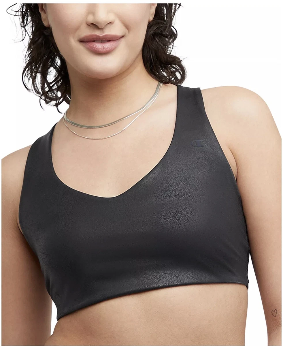 Champion Soft Touch black Faux suede Leather Low Impact Sports Bra size  large