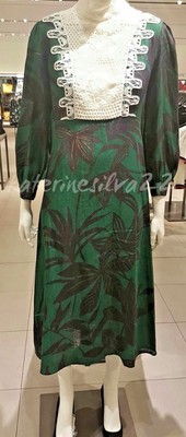 green linen dress zara