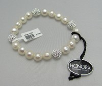 Honora Bridal Wedding Freshwater Cultured Pearl Crystals Stretch Bracelet White Honora Bridal Wedding Freshwater Cultured Pearl Crystals Stretch Bracelet White