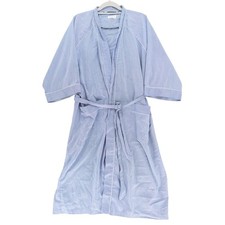 Bill Blass Vintage Lightweight White Blue Striped Robe 80s 90s