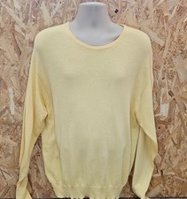 Vintage Turnbull & Asser Yellow Pure Cotton Crew Neck Jumper Made in Scotland L