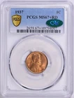 1937 Lincoln Cent PCGS MS67+ RED CAC