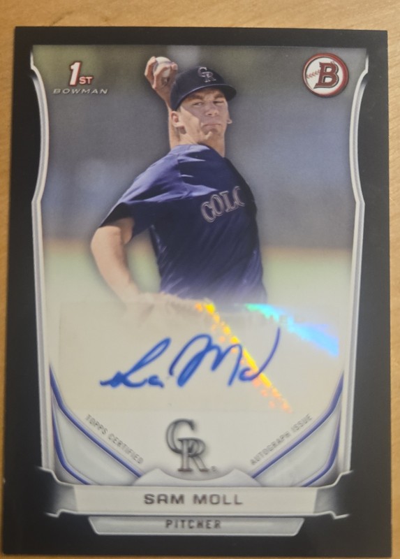 2014 Bowman - Retail Prospect Autographs Sam Moll #PA-SM Black #/25 (AU, RC)