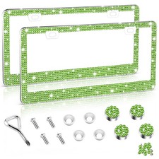 Bling License Plate Frame for Women, 2Pack Rhinestone Handcrafted Crystal Pre...