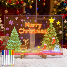 LED Note Board with Colors 5.9" X 5.9", Message LED Light up Drawing Board with