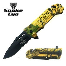 SNAKE EYE TACTICAL CAMO SPRING ASSIST KNIFE 4.5" CLOSED(CM5)