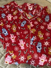 Care Bears Women  s 2 Piece Pajamas Set Red Holiday Christmas Extra Large