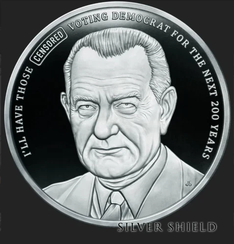 2024 Lyndon B. Johnson Silver Shield 1 Troy oz .999 Silver Proof Round BOX & COA