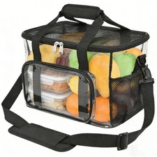 Clear Lunch Bag for Work-24 Can Large Transparent Lunch Box With Shoulder Str...