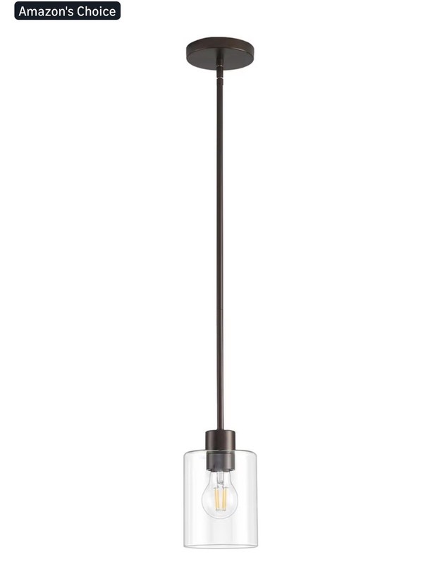 KLSS Oil Rubbed Bronze Pendant Lights Kitchen Island - Clear Glass Pendant Light
