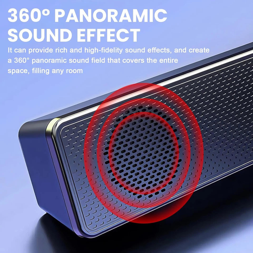 Computer Soundbar: PC Altoparlante 2.0 Con Cavo AUX 3.5 Mm, Altoparlante per Pc, - Immagine 3 di 4