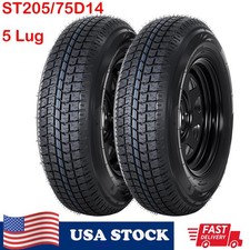 2 Pack St205 75d14 Trailer Tires St20575d14 Tires With 14 Rims 5 Lug On 4.5