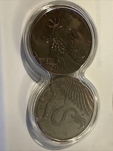 2 oz Copper .999 2x1 Oz Griffin Medal in Infinity Capsule Limited Mintage 1,000