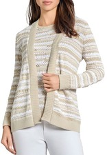 Jones New York Womens Textured Open-Front Cardigan XL Natural Stone/White