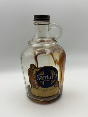 Rare Vintage Sante Fe Brand Syrup Bottle. One Pint Paper Label. Kansas