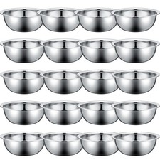 Pinkunn 20 Pcs Stainless Steel Mixing Bowls, Nesting 8.66 x 3 Inch, Silver 